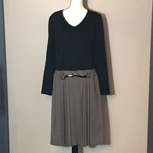 Donna Morgan Black Dress w/ Pleated Skirt. Size 12